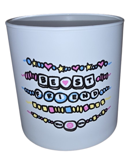 Best Friends White Glass Votive
