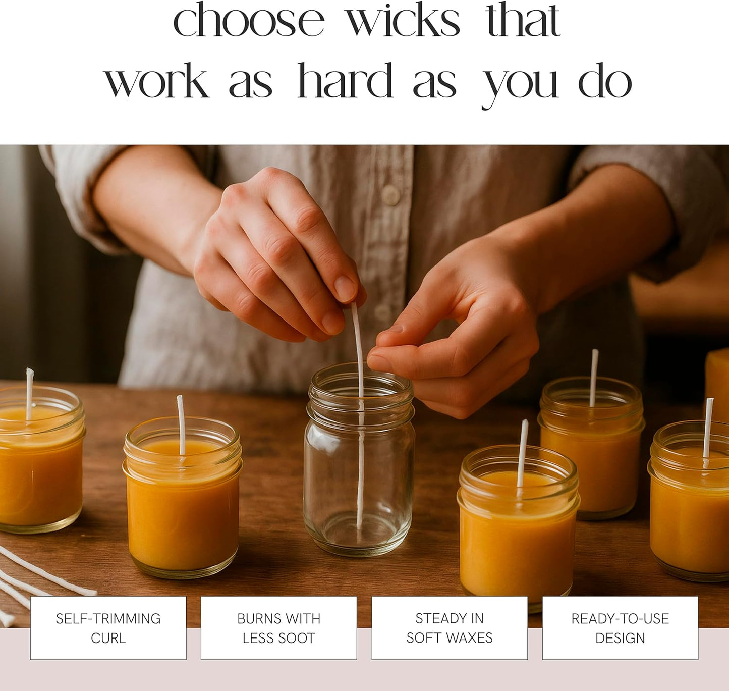 ECO Wicks, 6" Length Pack of 100
