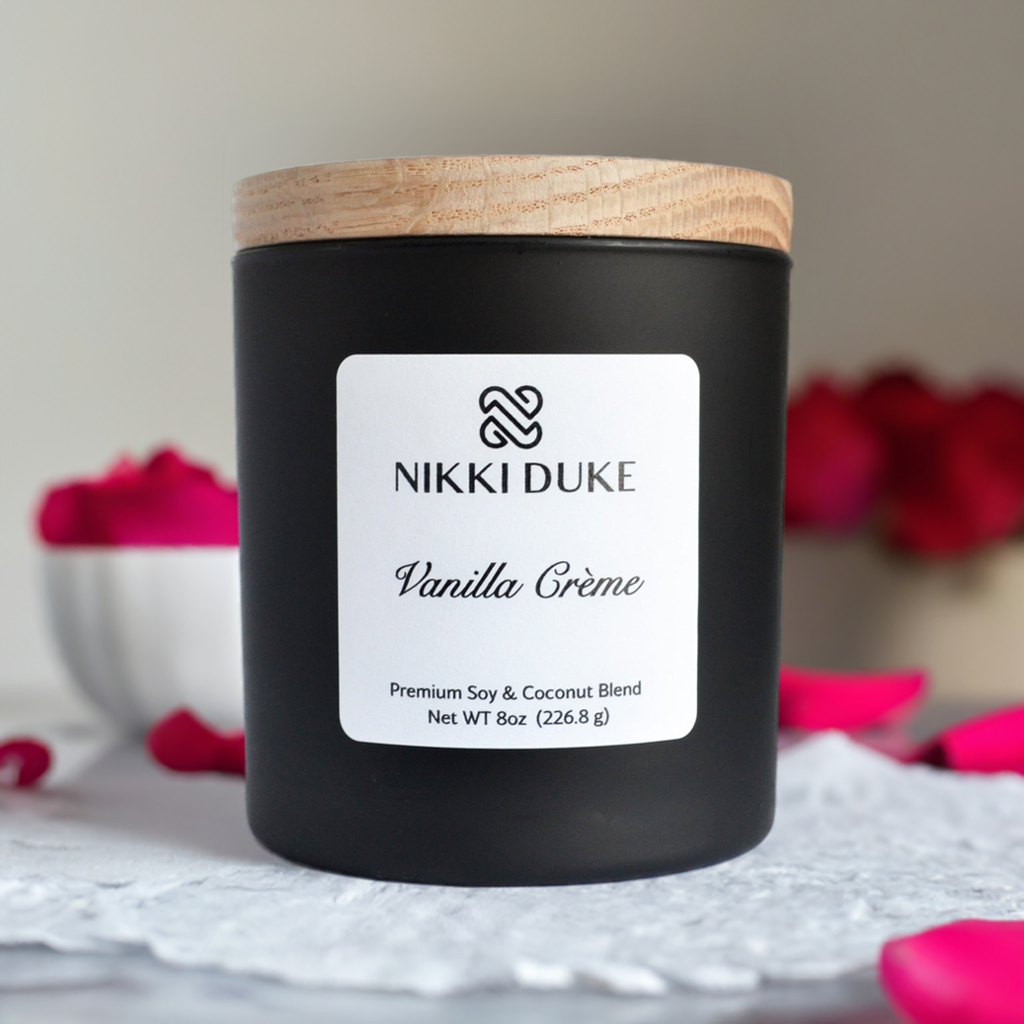Nikki Duke 8 oz Premium Soy + Coconut Candle Collection with Whipped, Vanilla, and Seasonal Scents