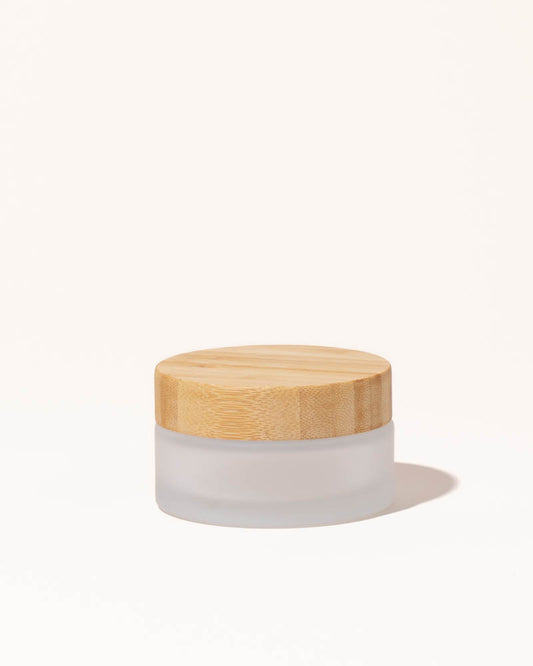 3.4oz / 100ml frosted glass & bamboo jar