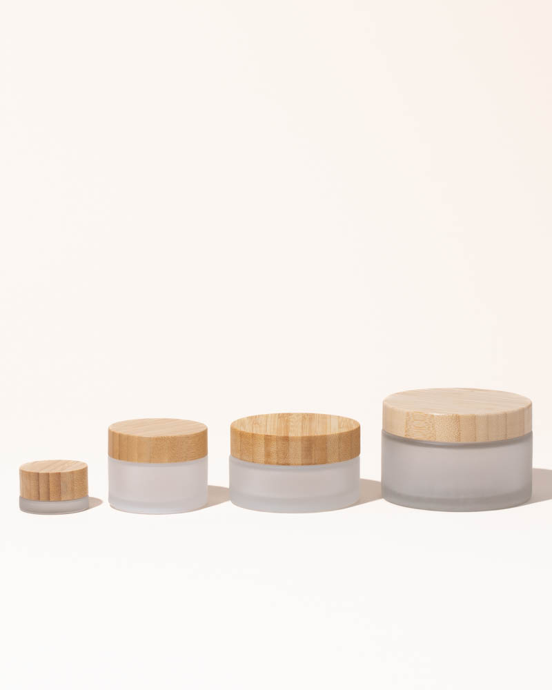 1.7oz / 50ml frosted glass & bamboo jar