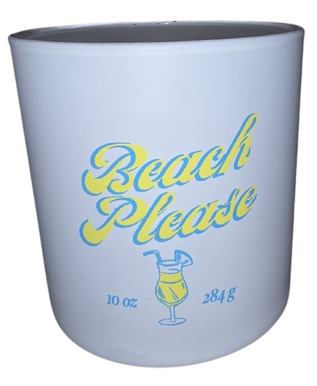 Beach Please White Glass Votive