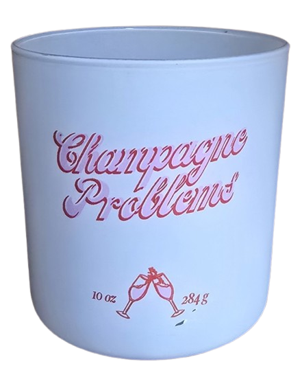 Champagne Problems White Glass Votive